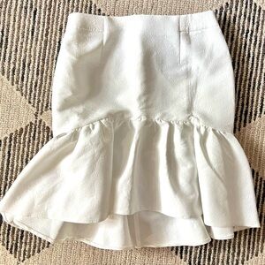 ASOS White Mini Trumpet Skirt with Ruffled High-Low Hem